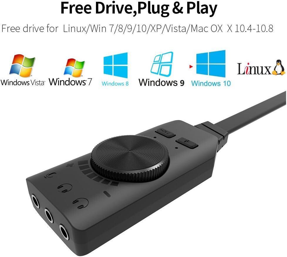 サウンドカード アダプター 外付け バーチャル 7.1チャンネル USB 2.0 オーディオ ステレオ サウンドカードコンバーター 3.5mm_画像10