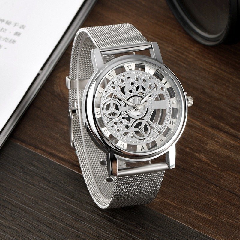 ZPT490☆新品中空クォーツ時計 カジュアルメンズ腕時計レロジオMasculin ステンレススチールメッシュベルトの画像4