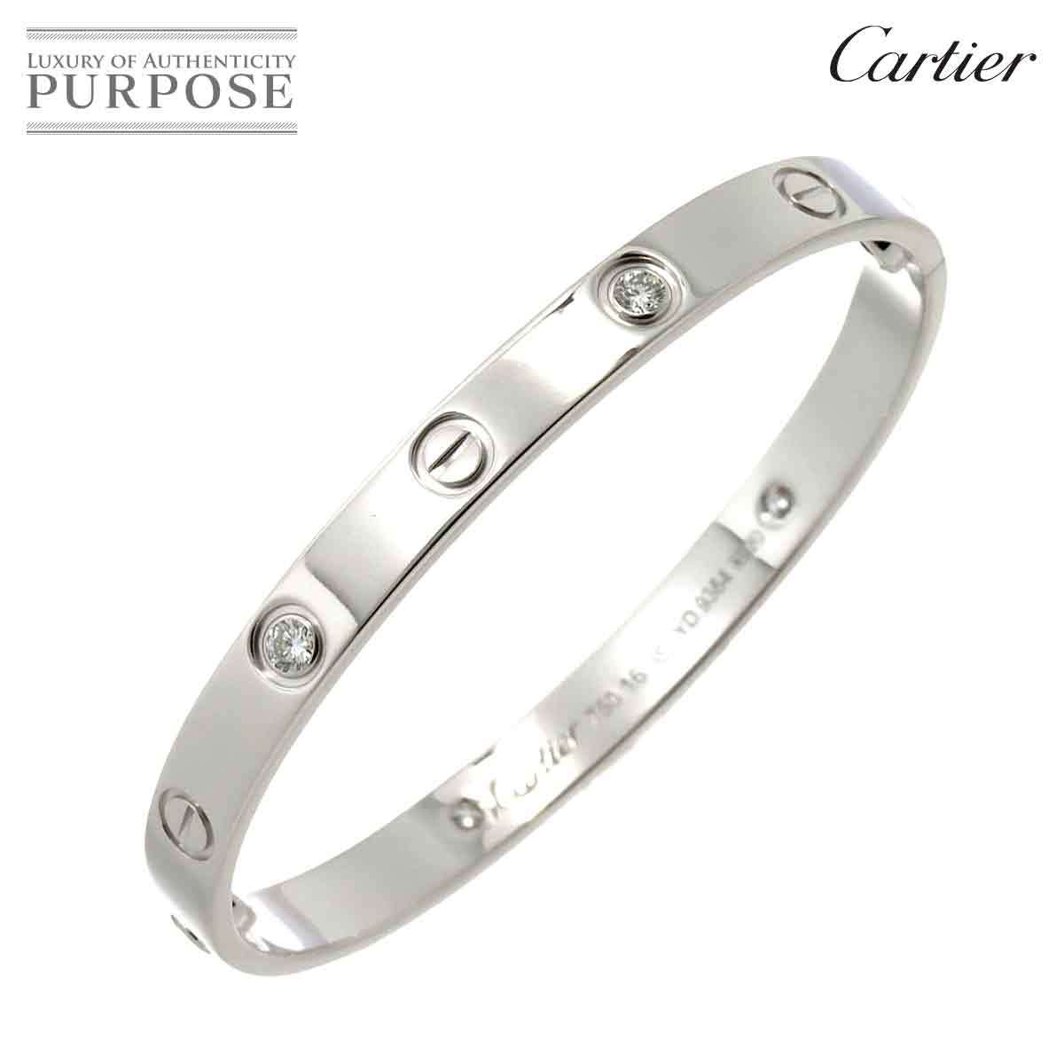 カルティエ Cartier ラブ ブレス ハーフ ダイヤ 4P #16 K18 WG 750 ブレスレット Love Bracelet 90212490_画像1