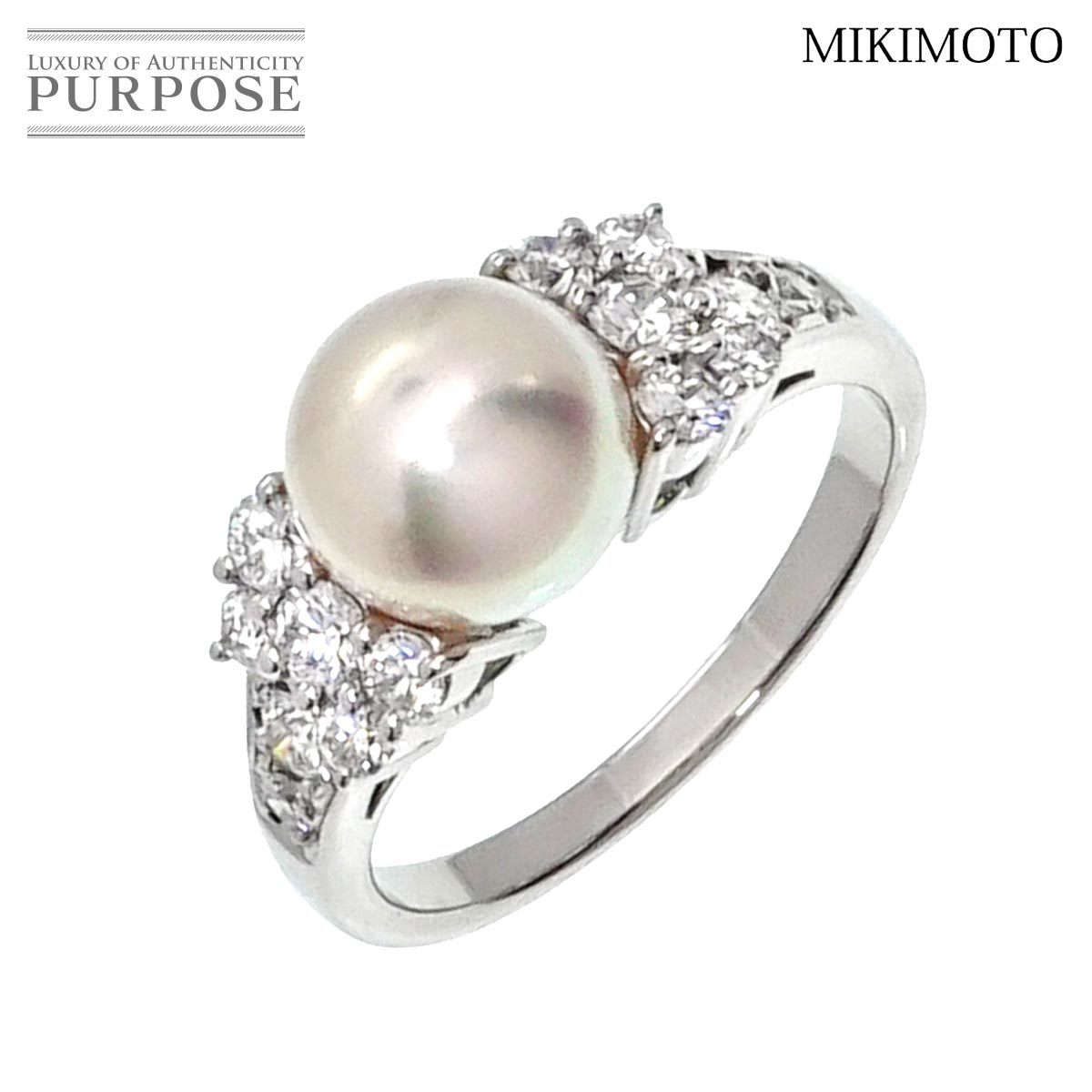 ミキモト MIKIMOTO 14.5号 リング アコヤ真珠 8.6mm ダイヤ Pt プラチナ パール 指輪 Akoya Pearl Ring 90208593