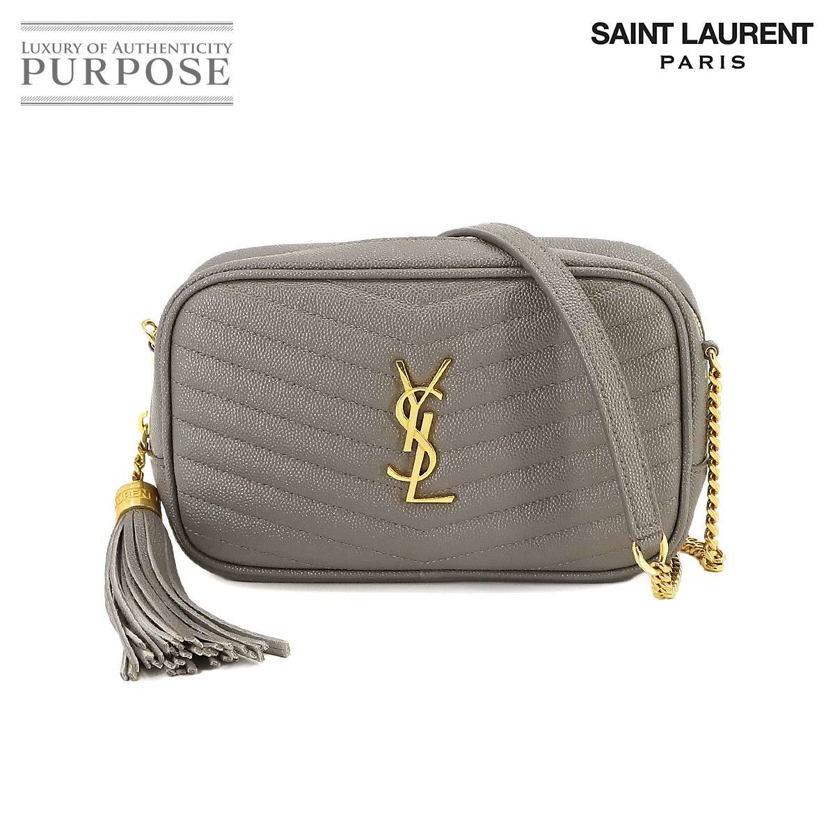 未使用 展示品 サンローラン パリ SAINT LAURENT PARIS ルー ミニ チェーン ショルダー バッグ レザー グレー 612579 90226664