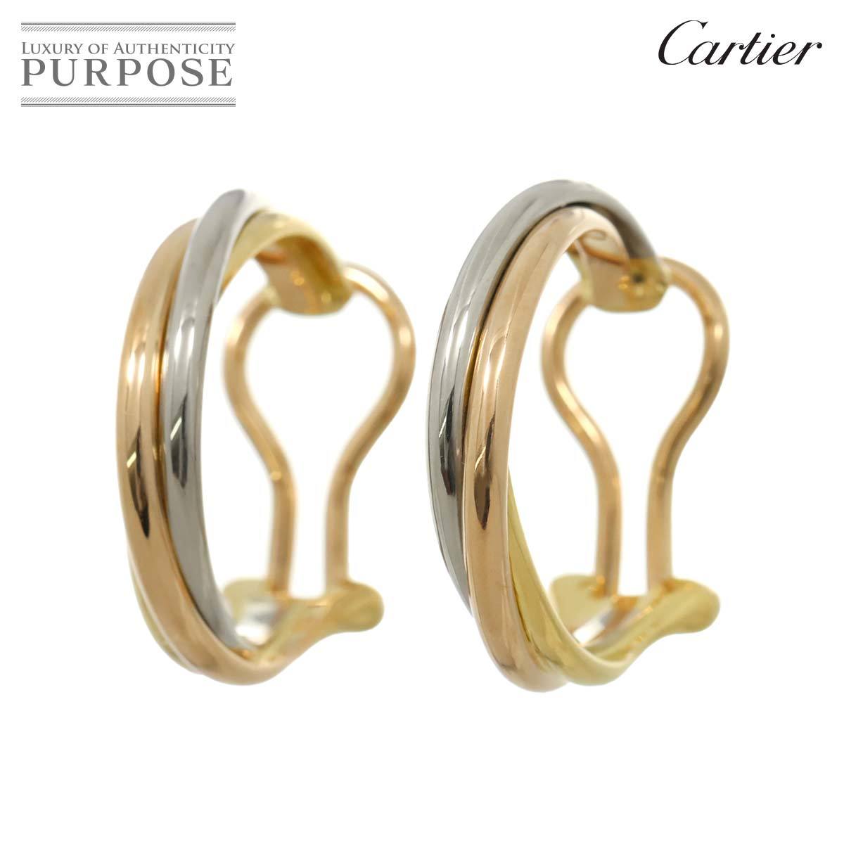 カルティエ Cartier トリニティ イヤリング K18 YG PG WG 3カラー スリーゴールド フープ 750 Trinity Earrings Clip on 90218375_画像1