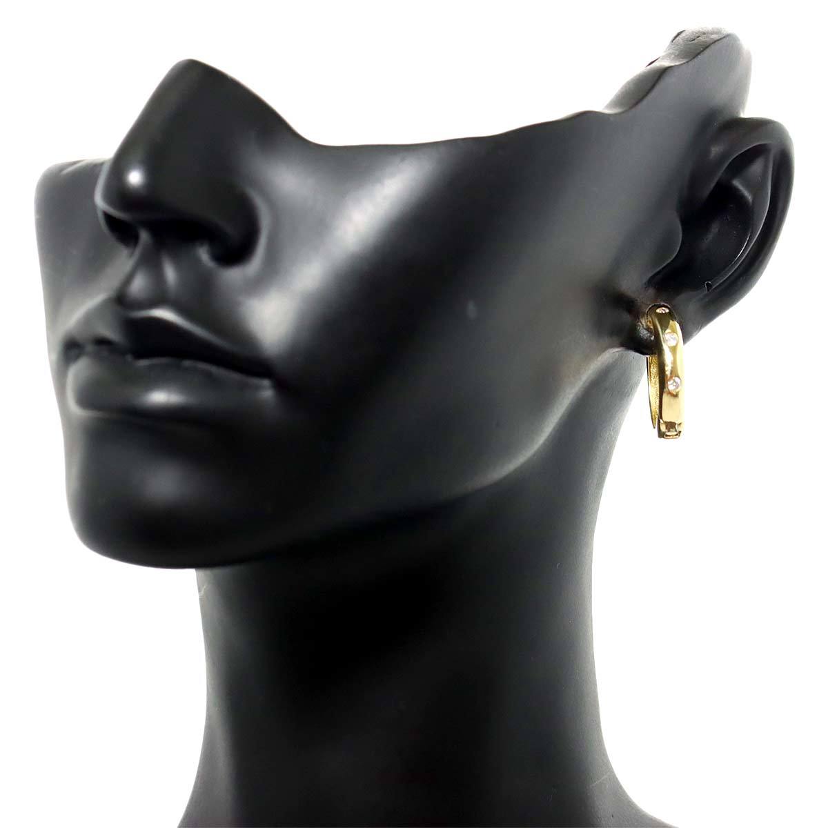  diamond 0.10ct/0.10ct K18 YG обруч серьги желтое золото 750 Diamond Earrings Clip-on 90224938
