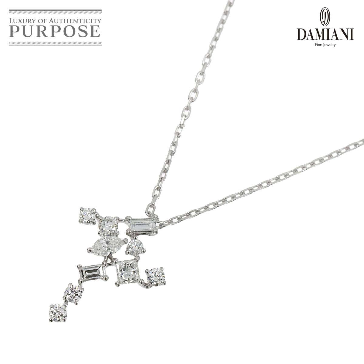 ダミアーニ DAMIANI クロス ダイヤ ネックレス 45cm K18 WG ホワイトゴールド 750 Diamond Necklace 90220970
