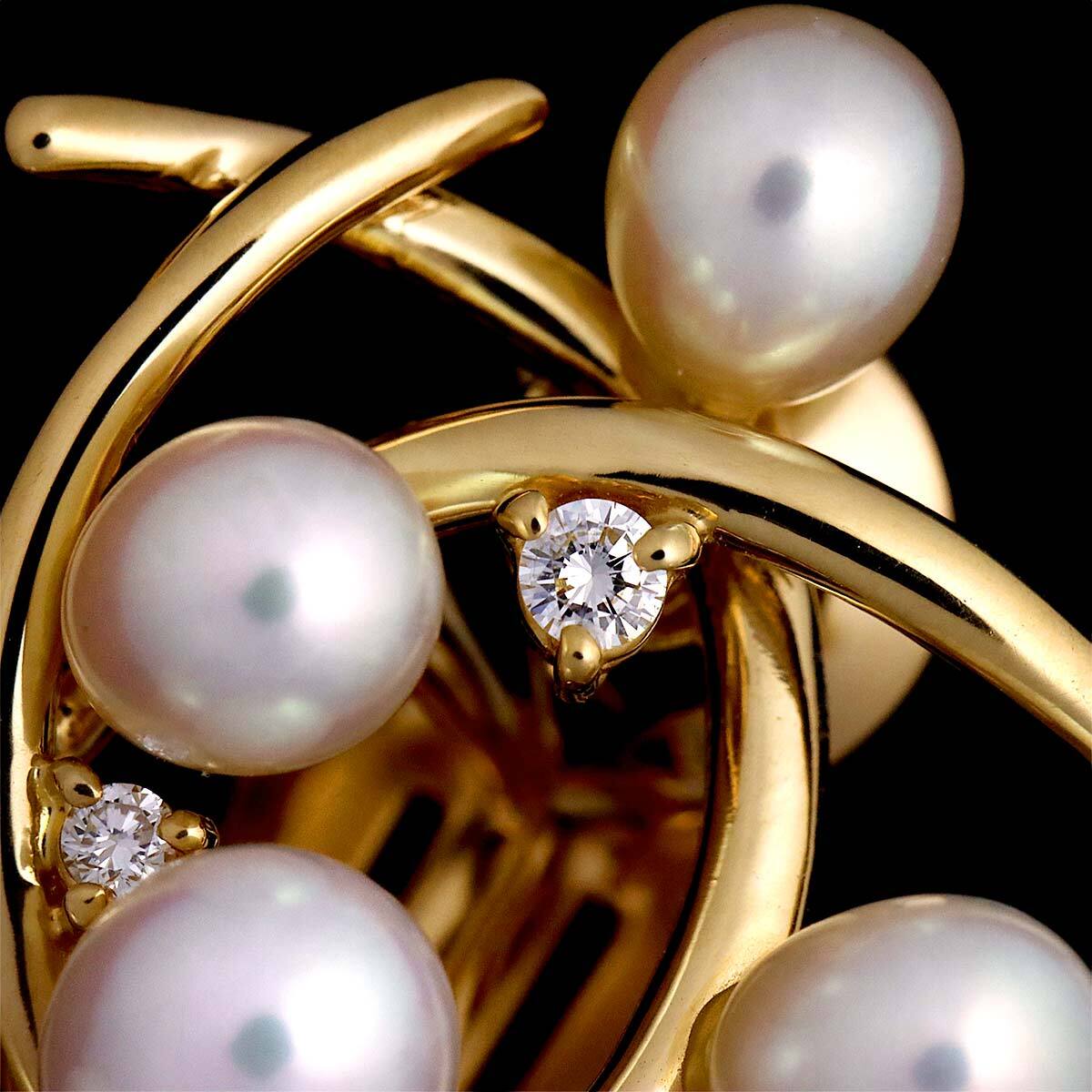 tasakiTASAKI пресноводный жемчуг diamond 0.09ct/0.09ct серьги K18 YG 750 жемчуг Freshwater cultured pearl Earrings Pierced 90217618