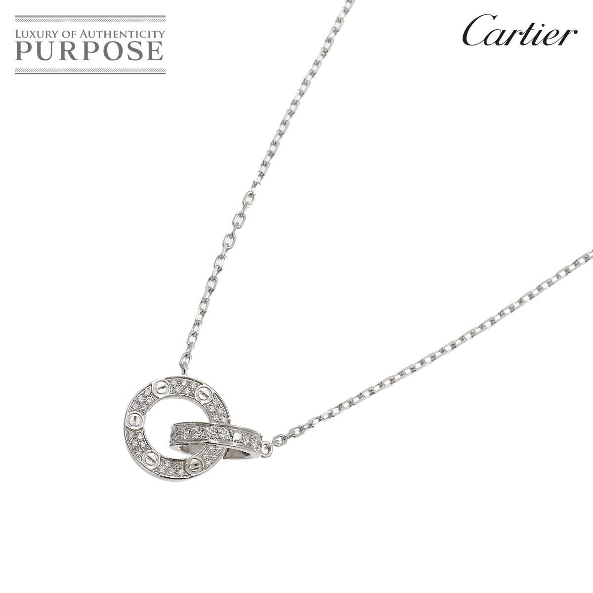 カルティエ Cartier ラブ パヴェダイヤ ネックレス 40cm K18 WG ホワイトゴールド 750 LOVE Necklace【証明書付き】 90221817
