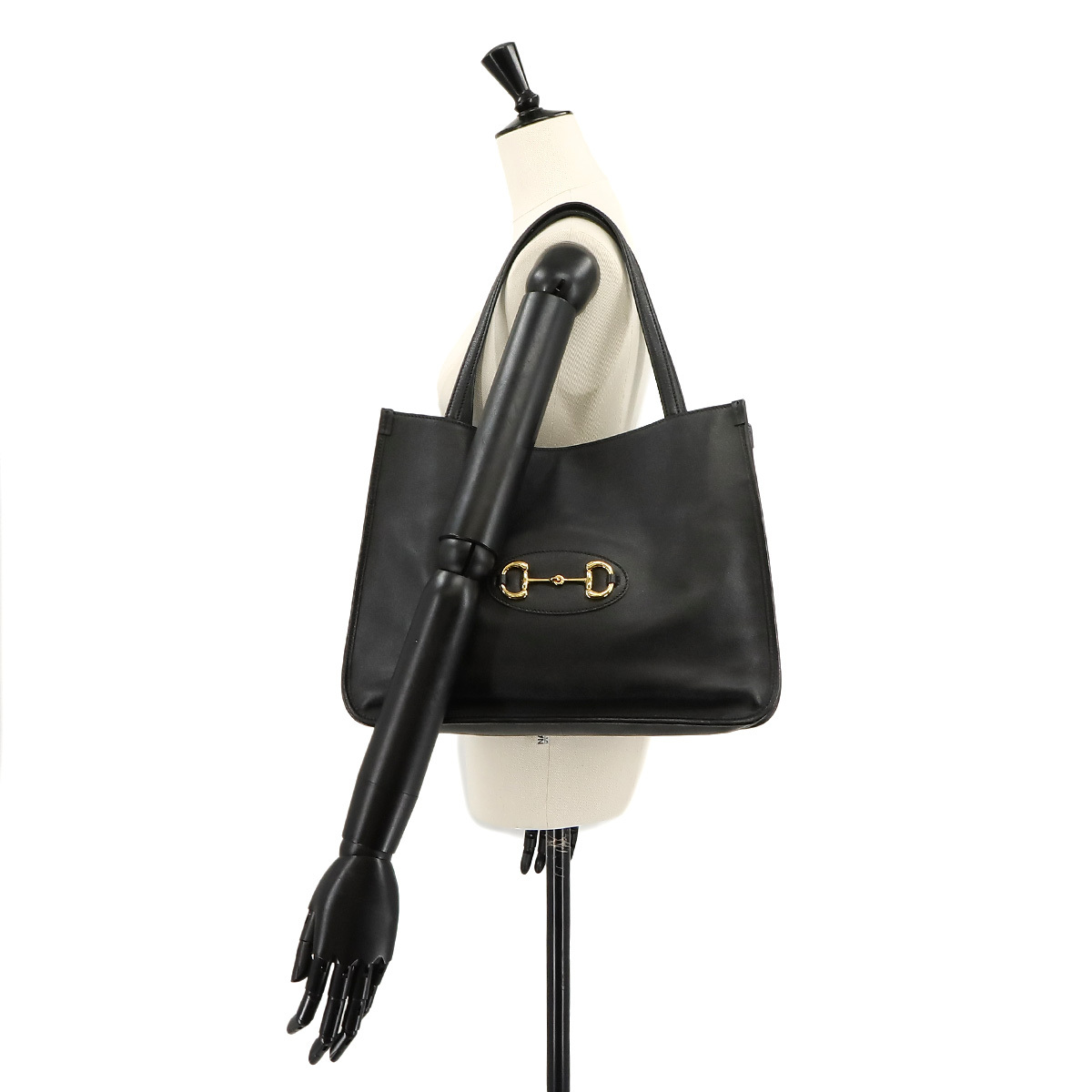 新品同様 グッチ GUCCI ホースビット 1955 トート バッグ レザー ブラック 623694 525040 ゴールド 金具 Horse Bit 1955 Bag 90226677_画像10