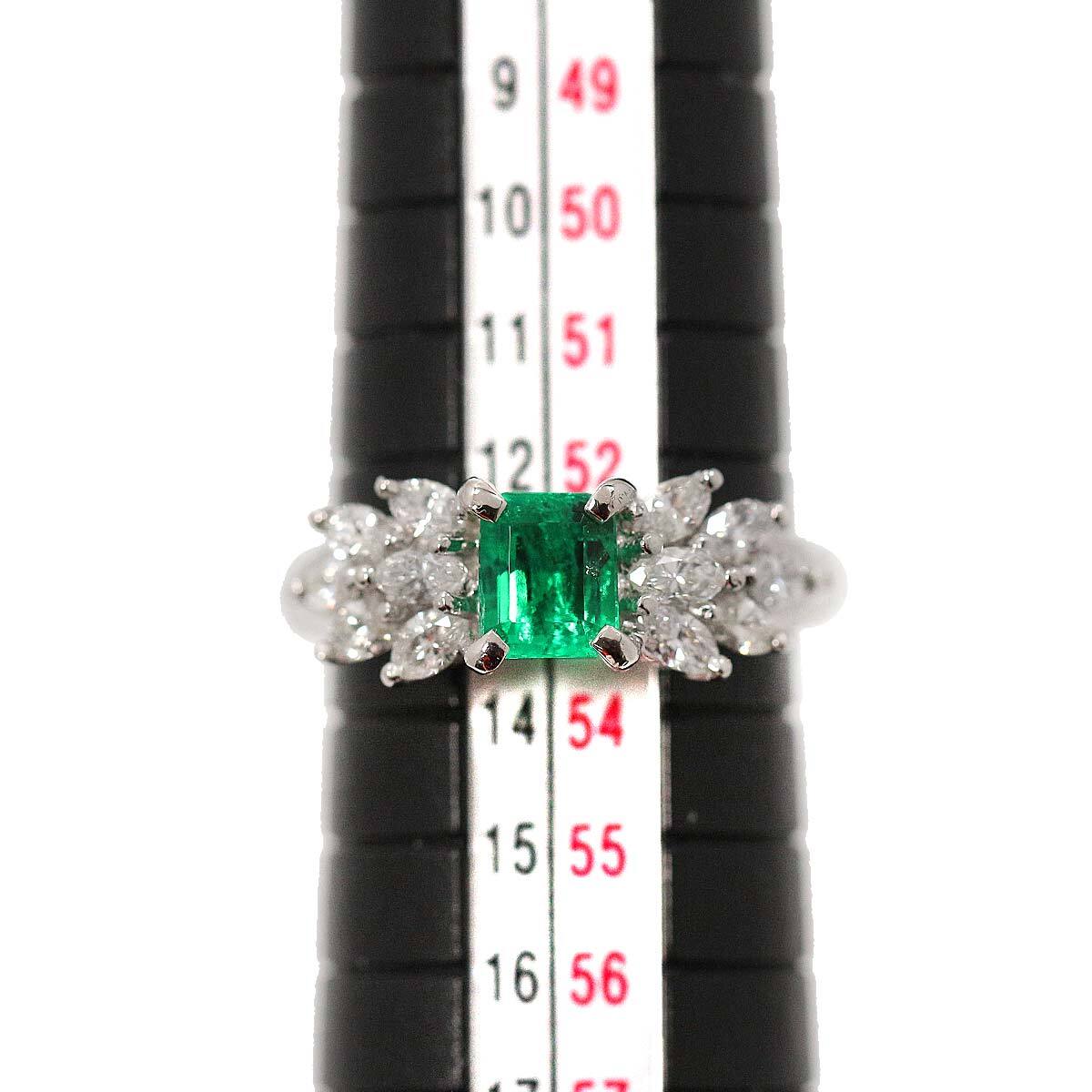 リング 13号 エメラルド 0.70ct ダイヤ 0.77ct Pt プラチナ 指輪 Emerald Ring 90226609_画像8