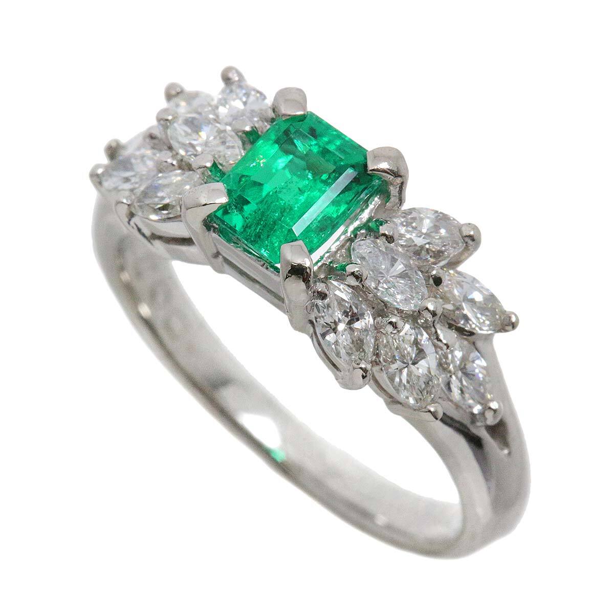 リング 13号 エメラルド 0.70ct ダイヤ 0.77ct Pt プラチナ 指輪 Emerald Ring 90226609_画像3