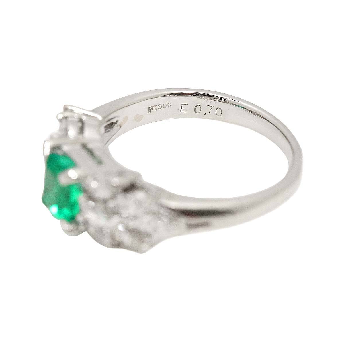 リング 13号 エメラルド 0.70ct ダイヤ 0.77ct Pt プラチナ 指輪 Emerald Ring 90226609_画像4