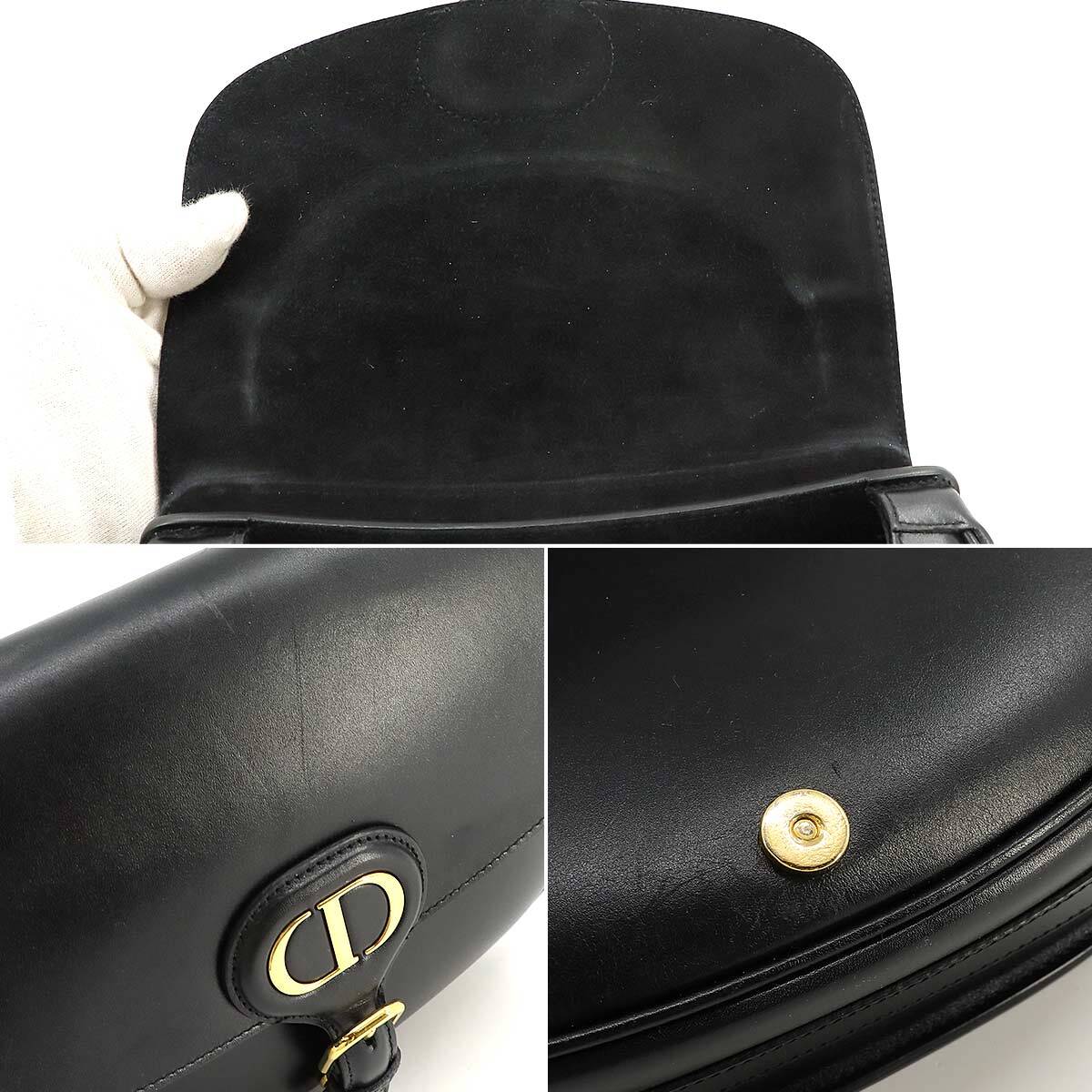 クリスチャン ディオール Christian Dior ボビー ミディアム ショルダー バッグ レザー ブラック ゴールド 金具 BOBBY Bag 90228571の画像7