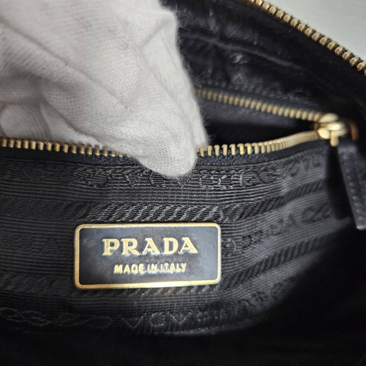 【1円スタート】PRADA　プラダ　レザー　ブラック　ワンショルダー　パドロック　キー　P4279_画像9