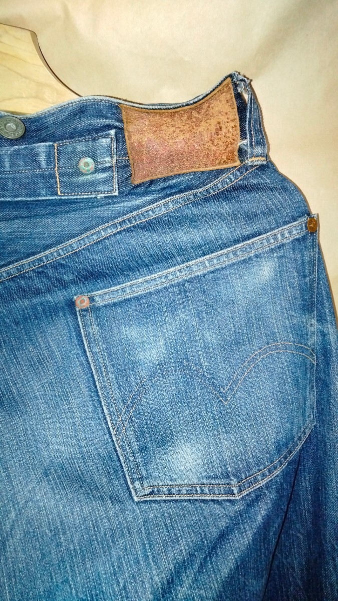 1922年501xx日本製復刻w30リジッドLEVI'Sシンチバックサスペンダーボタン色落ちサンプル級ヒゲハチノス22501xxリーバイス_画像7