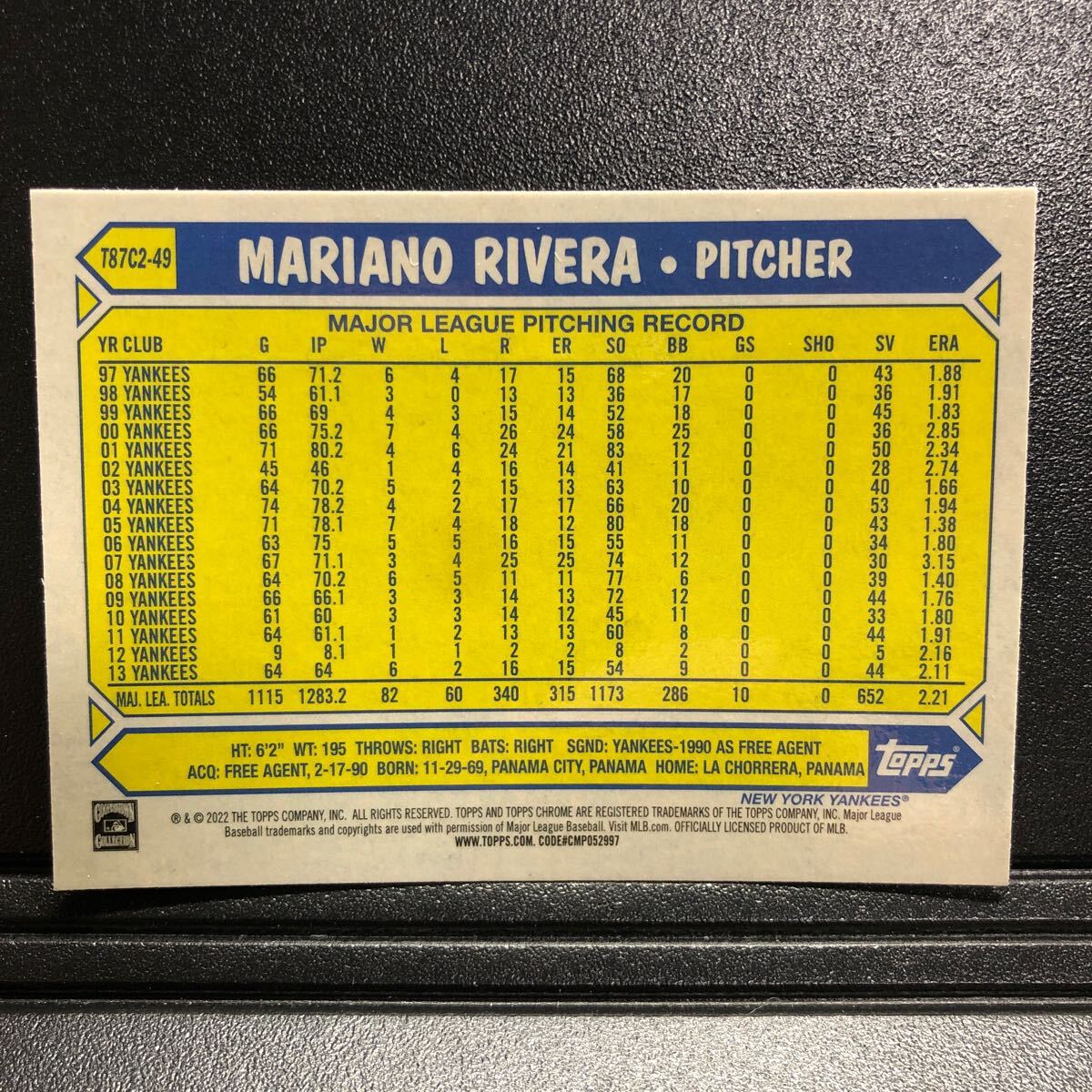 Mariano Rivera 2022 Topps Series 2 #T87C2-49 1987 Topps Silver Pack Chrome Mojo Refractor Yankees_画像2