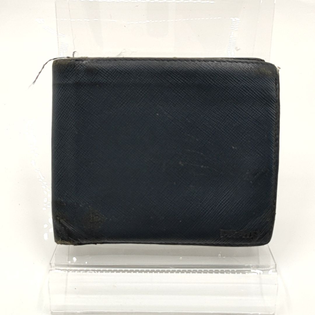 【ポケット破れ有り】PRADA プラダ 二つ折り 財布 ネイビー サフィアーノ メンズの画像1
