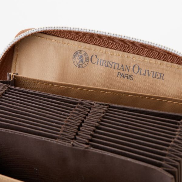 2 195 CHRISTIAN OLIVIER PARIS じゃばら式財布 Brown 送料350円_画像3