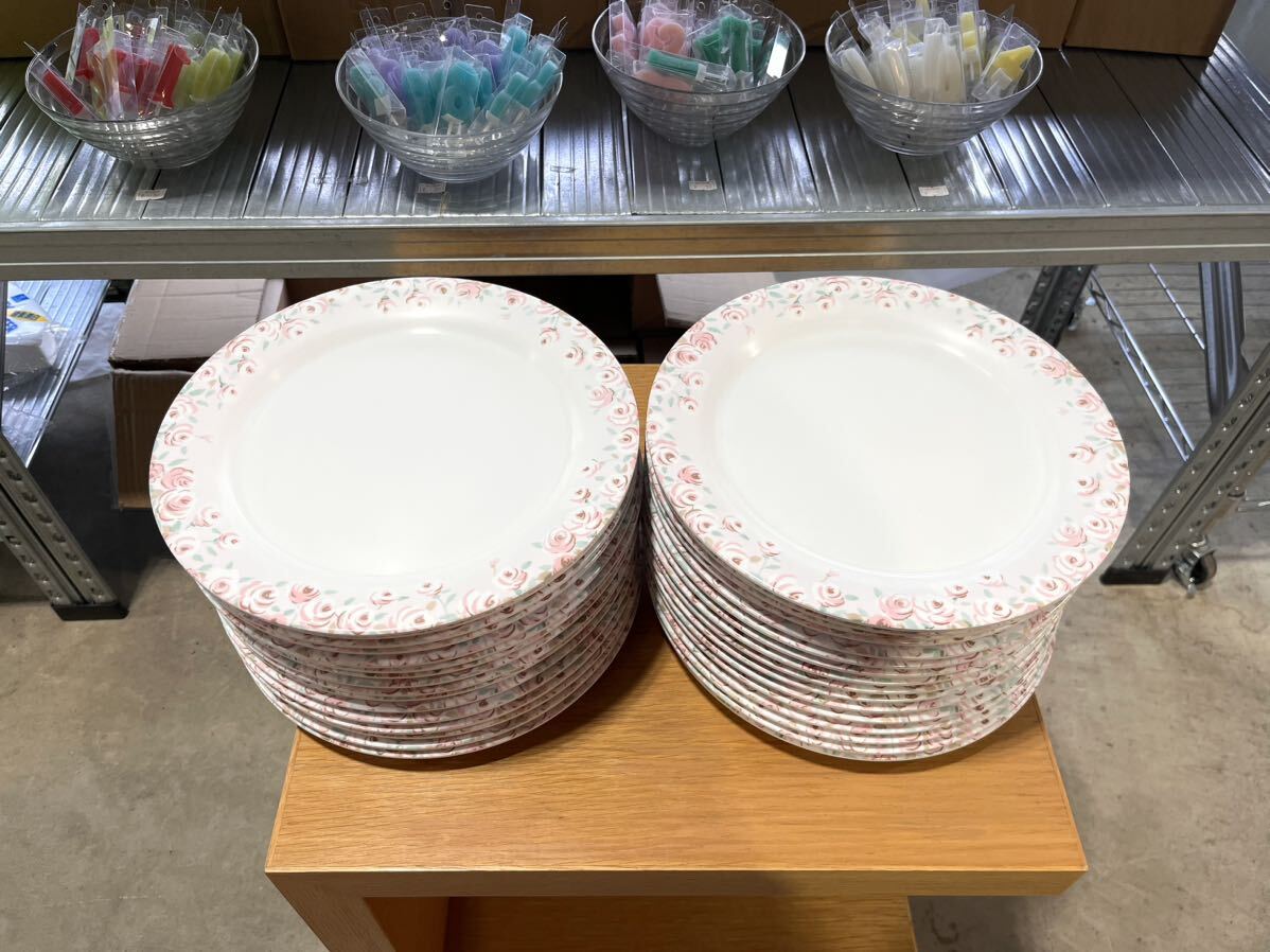 [melamin tableware 50 pieces set ] Three Line 26cm made in Japan Yamato plastic s Lee line . meal facility meal . profit large plate several set buy . possible!