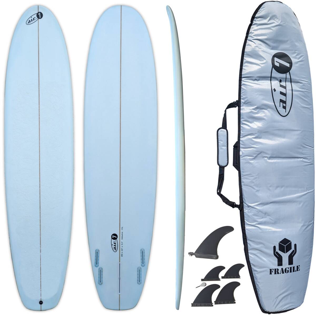 8'0 244cm サーフボード Surfboard ケース 付き 取り外し可能 フィン 5枚 付き ロングボード セット エポキシ 初心者 から 上級者 まで 77L