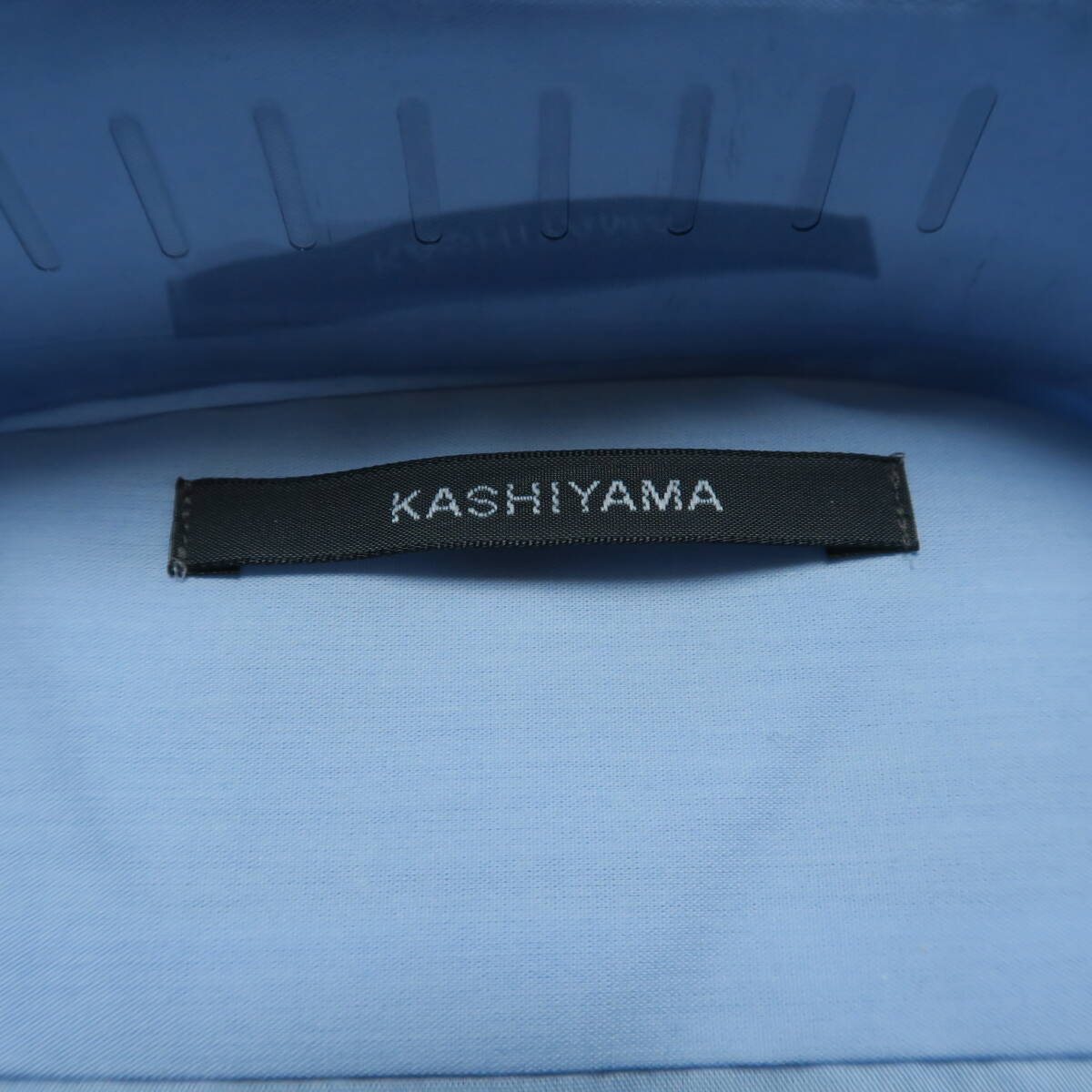 D117■KASHIYAMA カシヤマ ザ・スマートテーラー 日本製 水色系無地 セミワイド 高級長袖ドレスシャツ LL 43.5-87の画像6