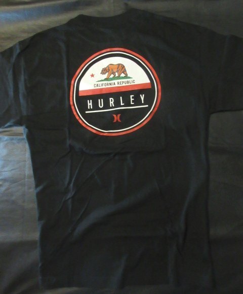 本物正規◆HURLEY ハーレー◆Tシャツ FLAG CA 黒■L■新品・カリフォルニア限定の画像2