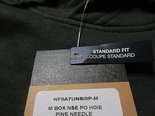 本物正規◆ノースフェイス◆スウェットパーカー NSE BOXロゴ■M■グリーン PINE NEEDLE■新品/アメリカ限定■I0P/裏地起毛_画像8