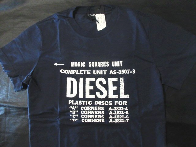 本物正規◆DIESEL ディーゼル◆Tシャツ DIEGO B6 ビンテージ プリント■紺■S■新品_画像1