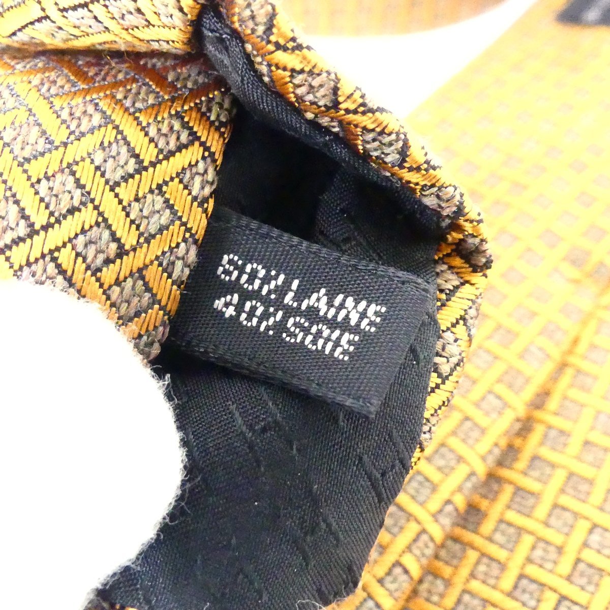 HERMES PARIS エルメス 60%ウール 40%シルク 格子柄 オレンジ系 ネクタイ 服飾小物 美品 /2403C_画像7
