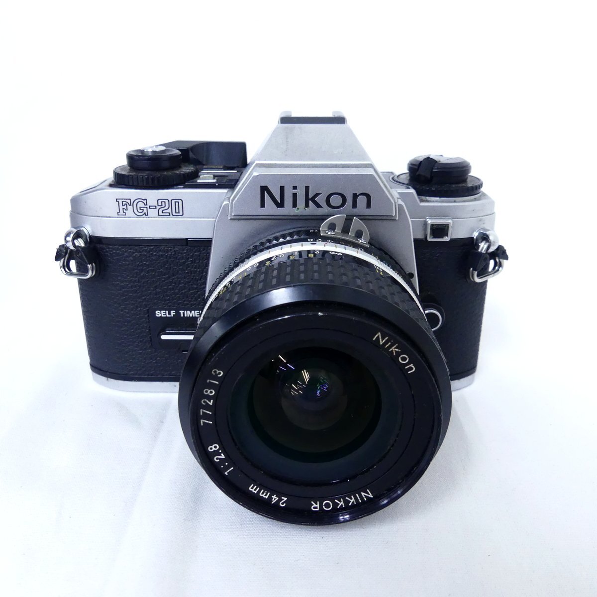 Nikon ニコン FG-20 + NIKKOR 24mm F2.8 単焦点 広角レンズ フィルムカメラ 空シャッターOK 通電未確認 現状 USED /2403C_画像1