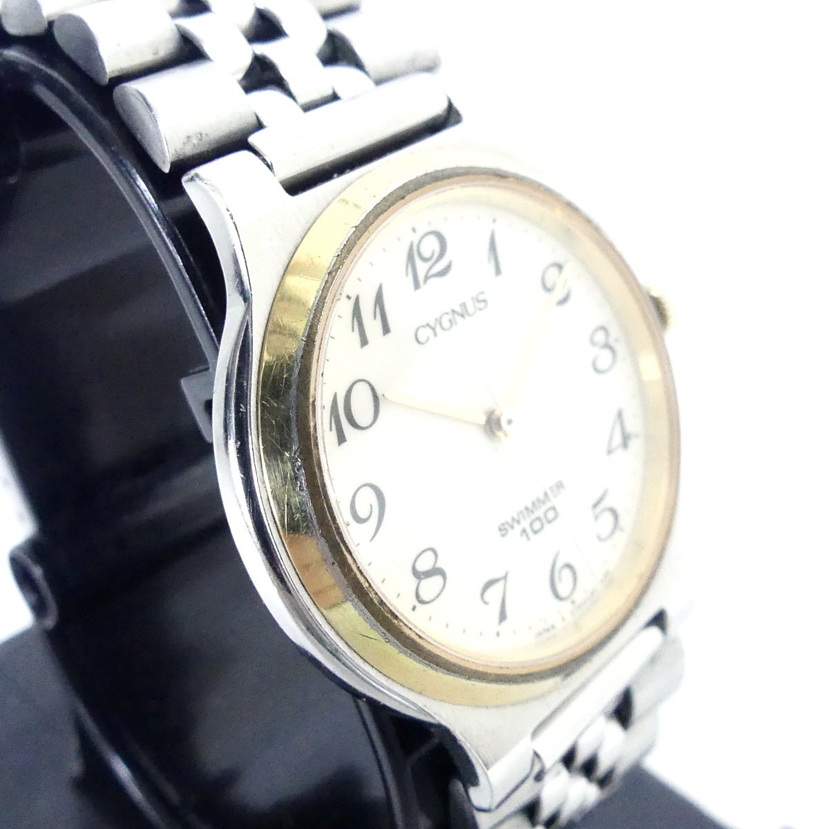 ORIENT オリエント CYGNUS シグナス SWIMMER 100 白文字盤 クォーツ 腕時計 現状品 USED /2403Cの画像3