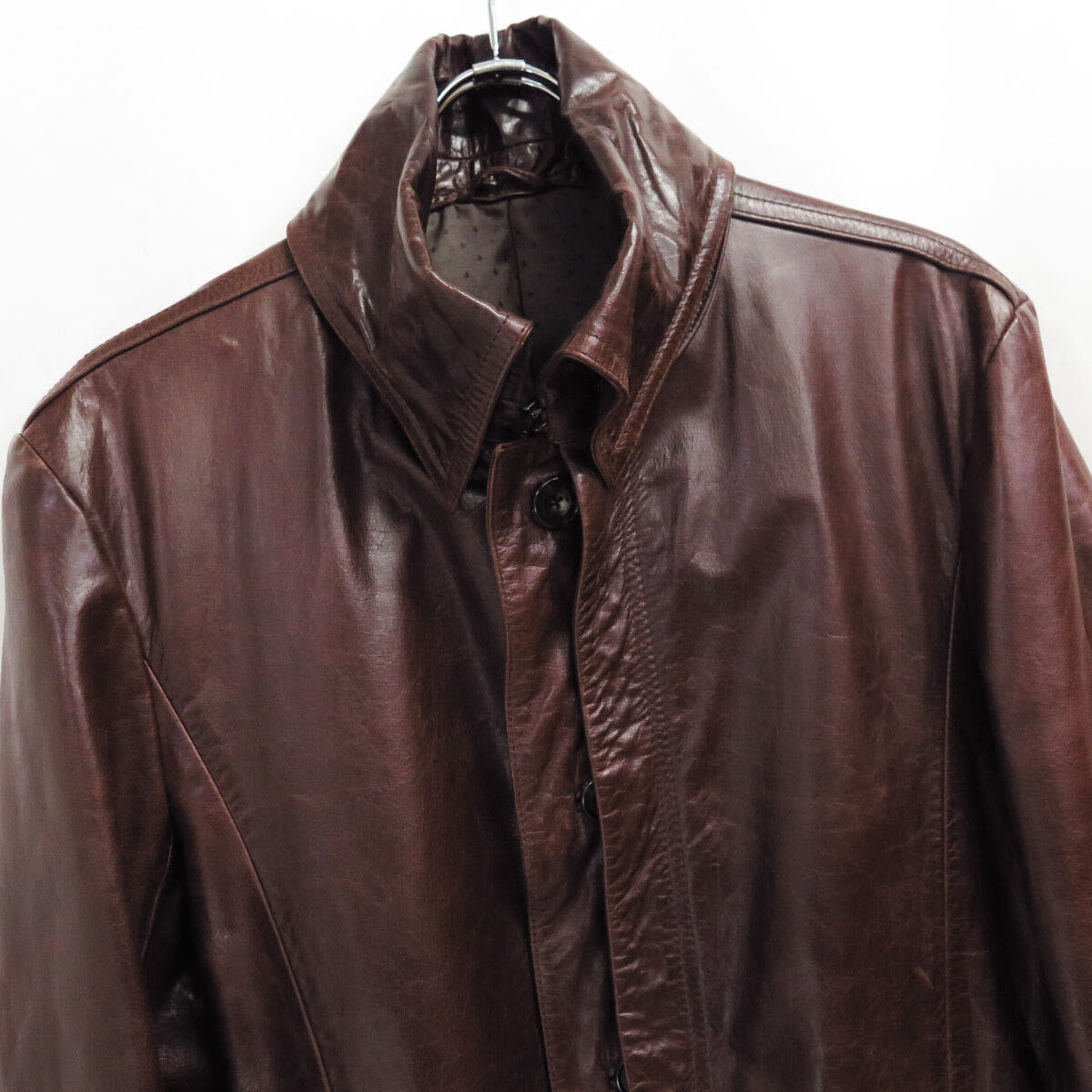 TORNADO MART BUFFALO LEATHER TRENCH COAT XL LL トルネードマート バッファロー レザー トレンチ コート ブラウン_画像3