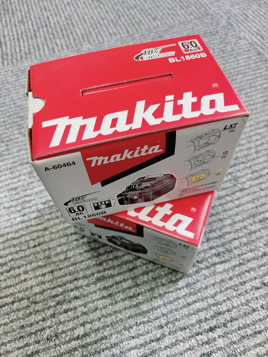 未使用 makita マキタ 18V 純正バッテリー BL1860B 6.0Ah 2個セット 急速充電対応 雪マーク有 PSEマーク有