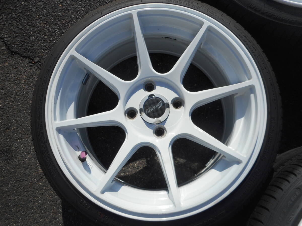 軽サイズ ステルスレーシング STEALTH RACING 7J 15インチ +30 PCD100-4穴 良品 165/45R15 ROAD MILEAGE UNIGRIP 2023年製 バリ溝タイヤ付の画像3