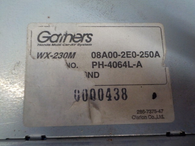 TIN●○中古　ホンダ　Gathers　ギャザズWX-230H　08A00-2E0-250A　DH-4064L-A　CDMDカーステレオ　チューナー　2DINデッキ　6-3/21（も）_画像5