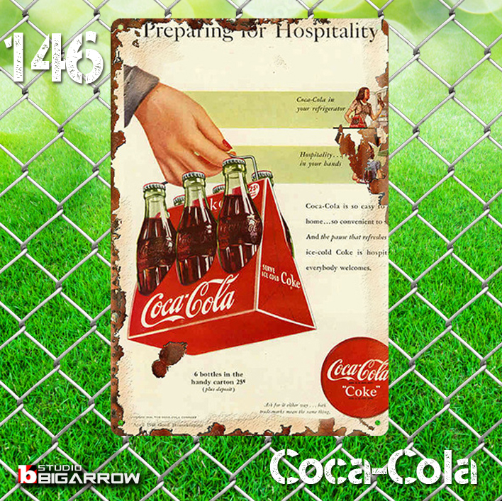 146 ブリキ看板 20×30㎝ Coca-Cola コカ・コーラ ガレージ メタルプレート アメリカンインテリア 世田谷ベースの画像3