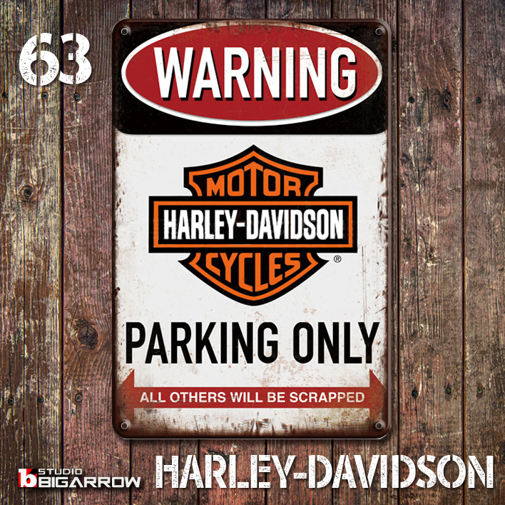 63 ブリキ看板 20×30㎝ HARLEY-DAVIDSON ハーレーダビッドソン ガレージ メタルプレート アメリカンインテリア 世田谷ベース_画像1