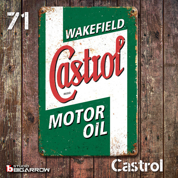 71 ブリキ看板 20×30㎝ CASTROL MOTOR OIL カストロール ガレージ スチール アンティーク アメリカンインテリア 世田谷ベースの画像1