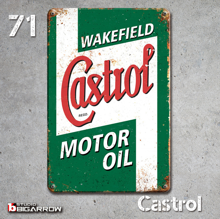 71 ブリキ看板 20×30㎝ CASTROL MOTOR OIL カストロール ガレージ スチール アンティーク アメリカンインテリア 世田谷ベースの画像3