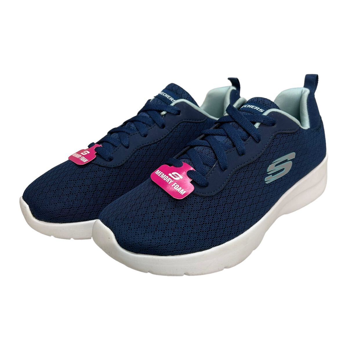 BD154 未使用 SKECHERS スケッチャーズ レディース スニーカー US7 24cm ネイビー メッシュ 美品_画像1