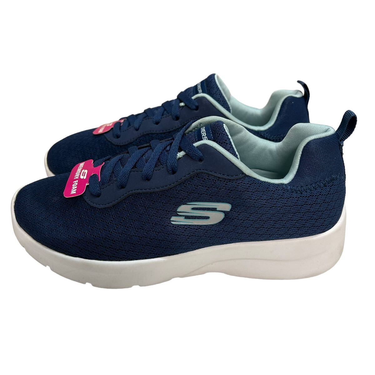 BD154 未使用 SKECHERS スケッチャーズ レディース スニーカー US7 24cm ネイビー メッシュ 美品_画像2