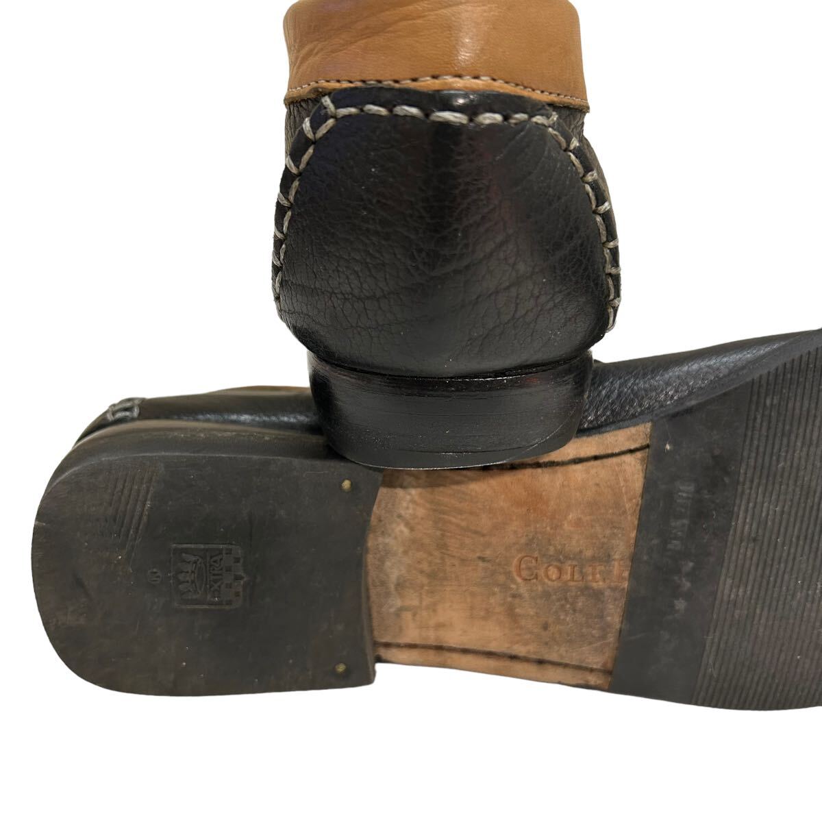 BD222 COLE HAAN Cole Haan женский Loafer туфли без застежки 7.5 примерно 24cm черный Camel кожа 