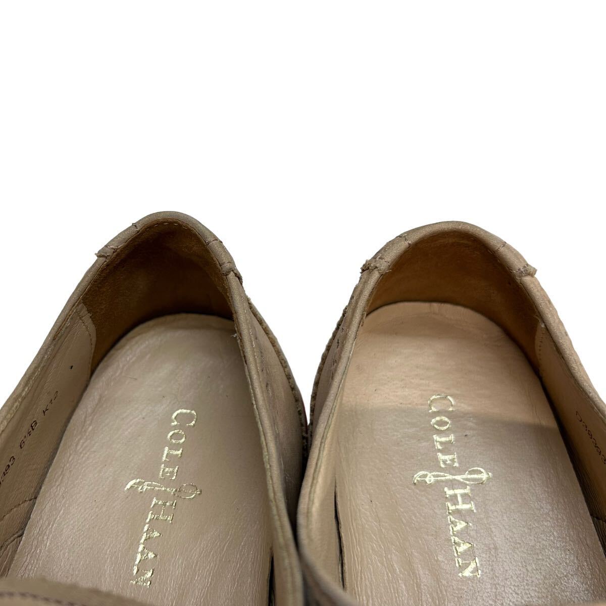 A013 Cole Haan Cole Haan leather walking shoes race up shoes 6.5B approximately 23.5cm beige n back Wing chip 