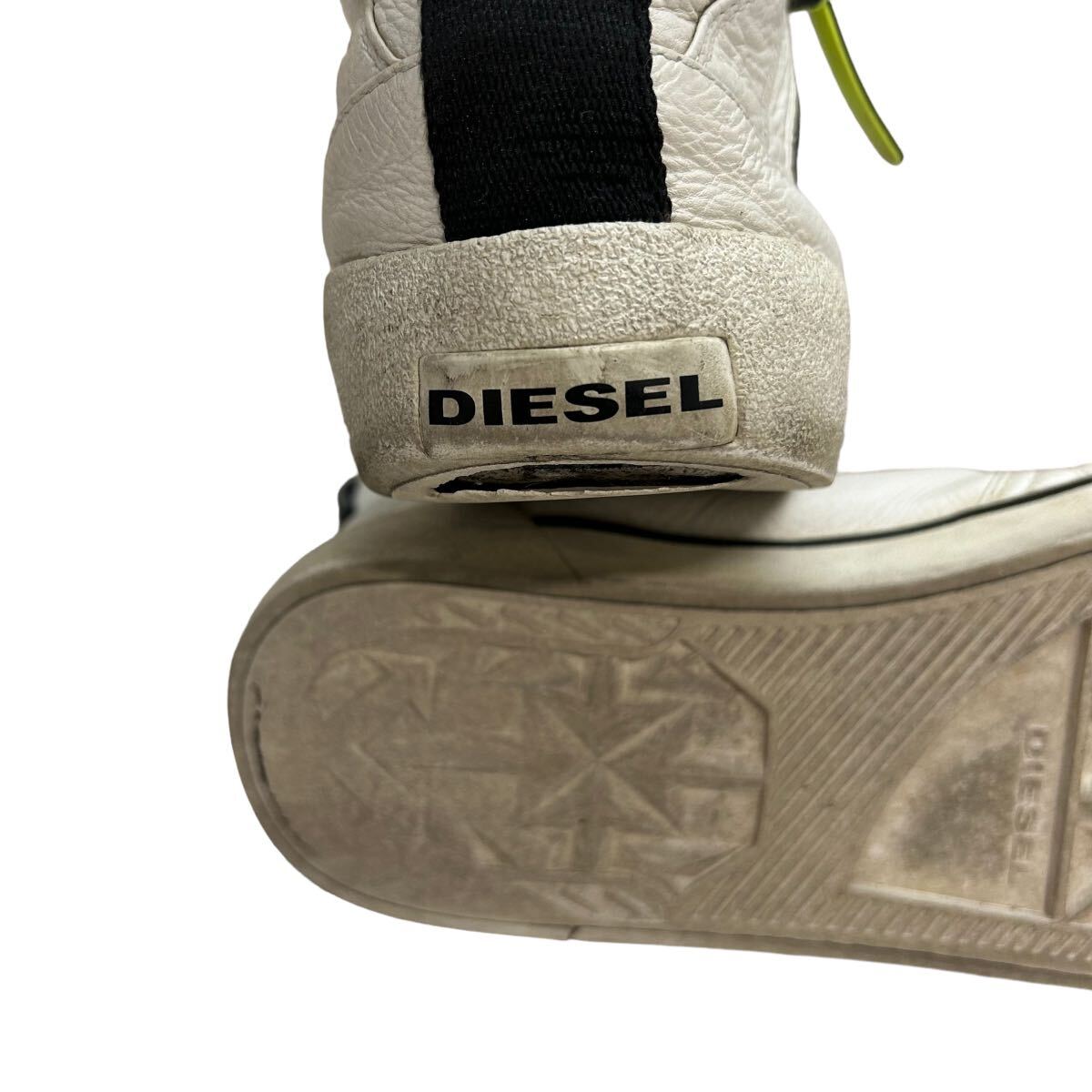 A267 DIESEL diesel men's leather is ikatto sneakers US10 28cm white original leather side Zip 