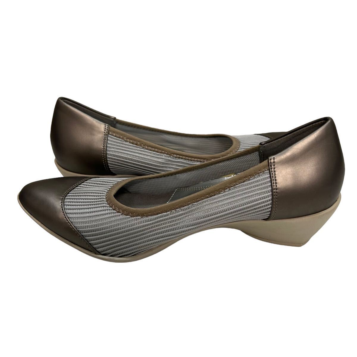 A282 fitfit Fit Fit lady's mesh pumps 23.5cm metallic Gold light gray 