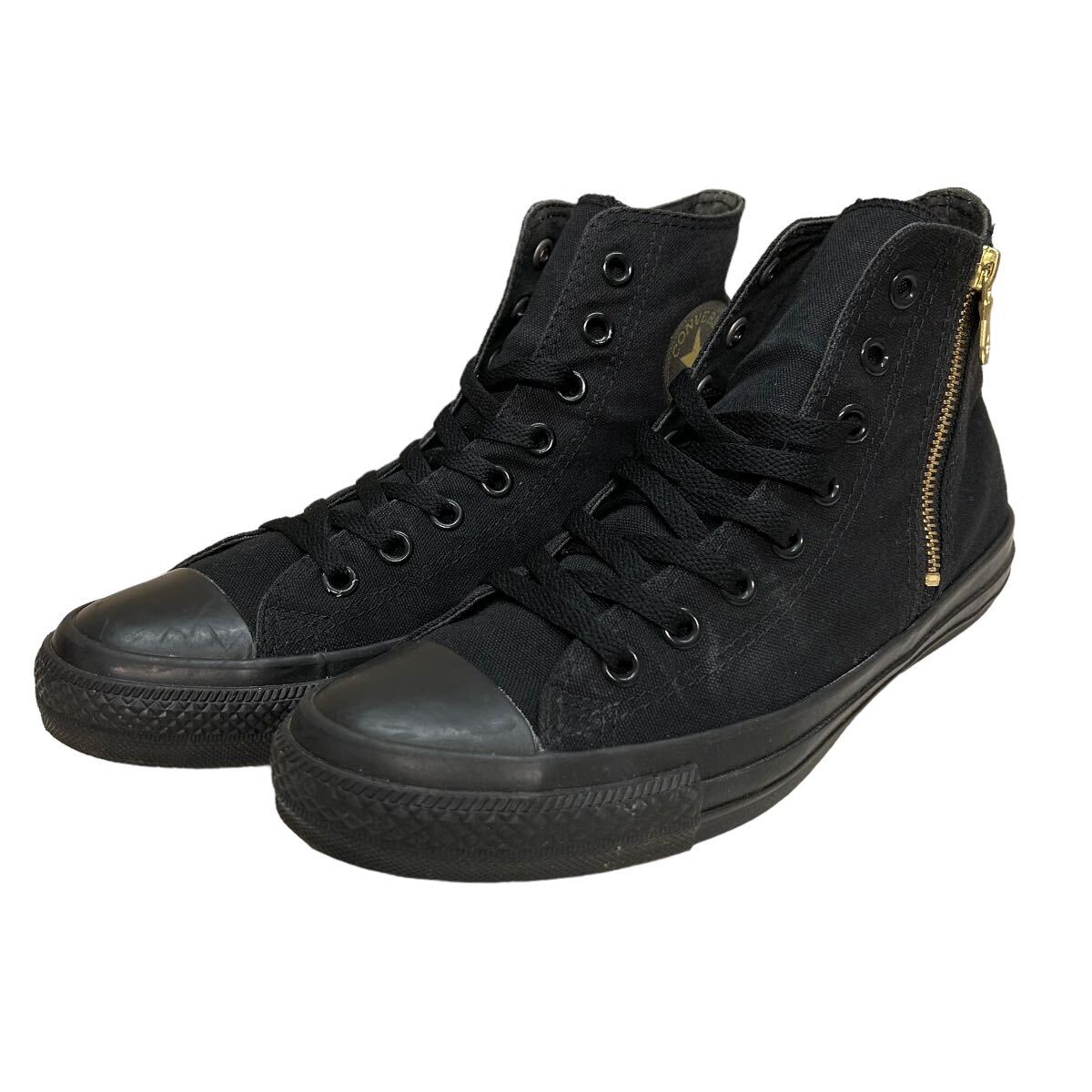 A298B CONVERSE コンバース オールスター メンズ ハイカット スニーカー US8 26.5cm ブラック キャンバス サイドジップ 箱付き_画像1