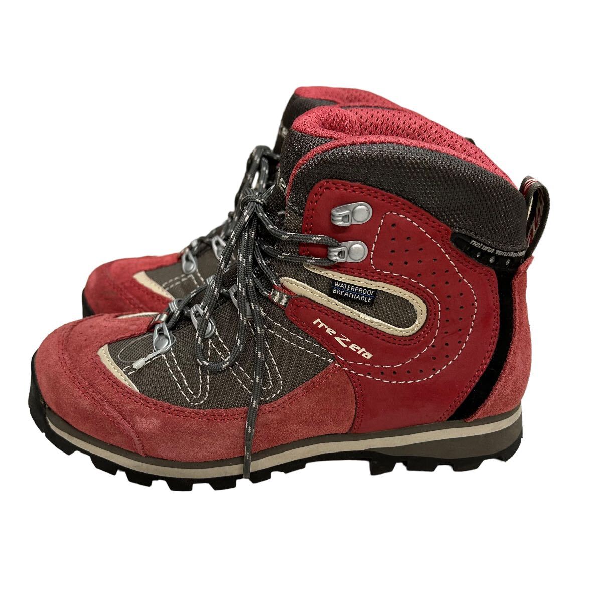 A392 イタリアブランドTREZETA レディース トレッキングシューズ 登山靴 US6.5 23.5cm レッド グレー vibram ビブラムソール_画像2