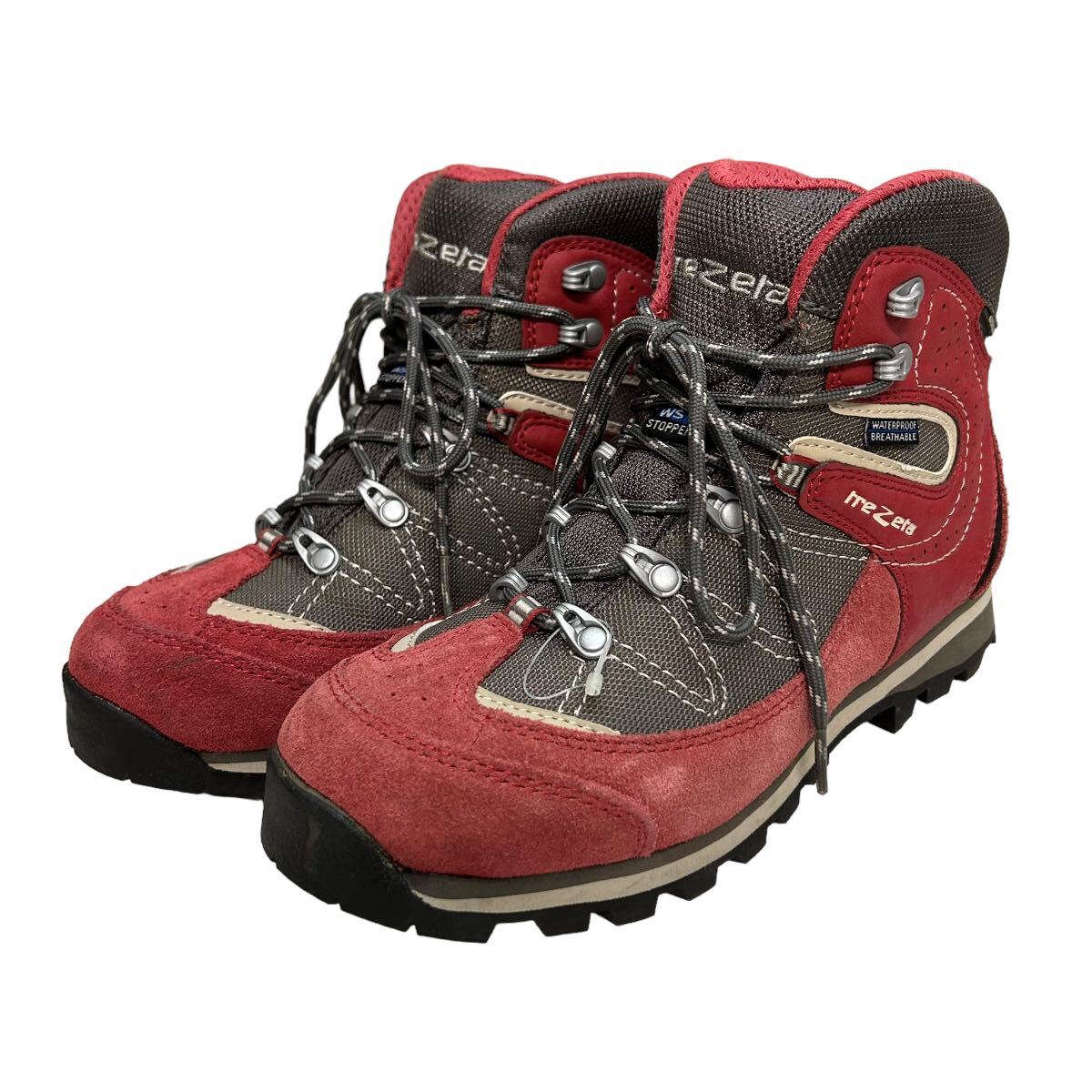 A392 イタリアブランドTREZETA レディース トレッキングシューズ 登山靴 US6.5 23.5cm レッド グレー vibram ビブラムソールの画像1