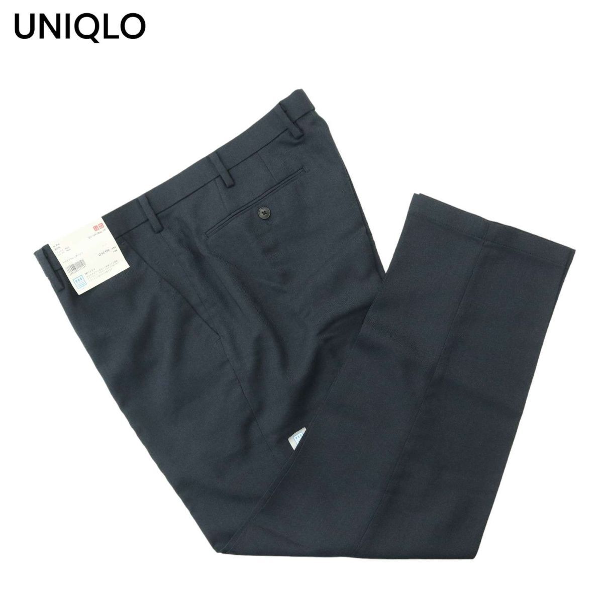 【新品 未使用】 UNIQLO ユニクロ 春夏 ドライ ストレッチ スラックス パンツ Sz.W95　メンズ ネイビー 大きいサイズ　A4B01035_2#P_画像1