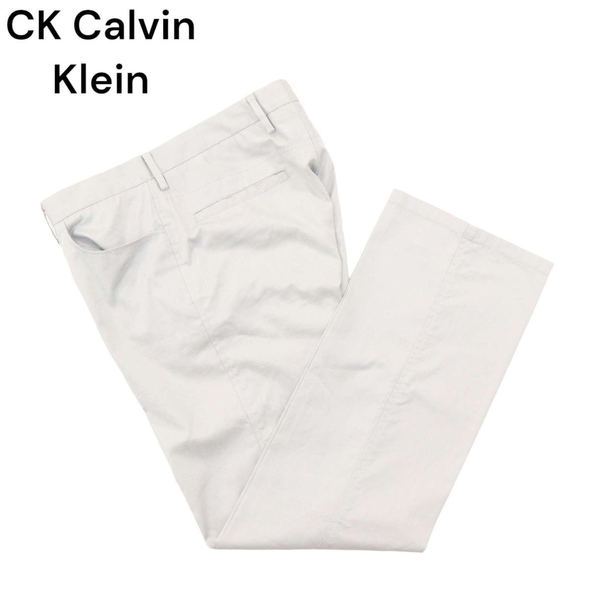 CK Calvin Klein カルバンクライン 春夏 ストライプ★ ストレッチ ストレート スラックス パンツ Sz.32　メンズ　A4B00997_2#P_画像1