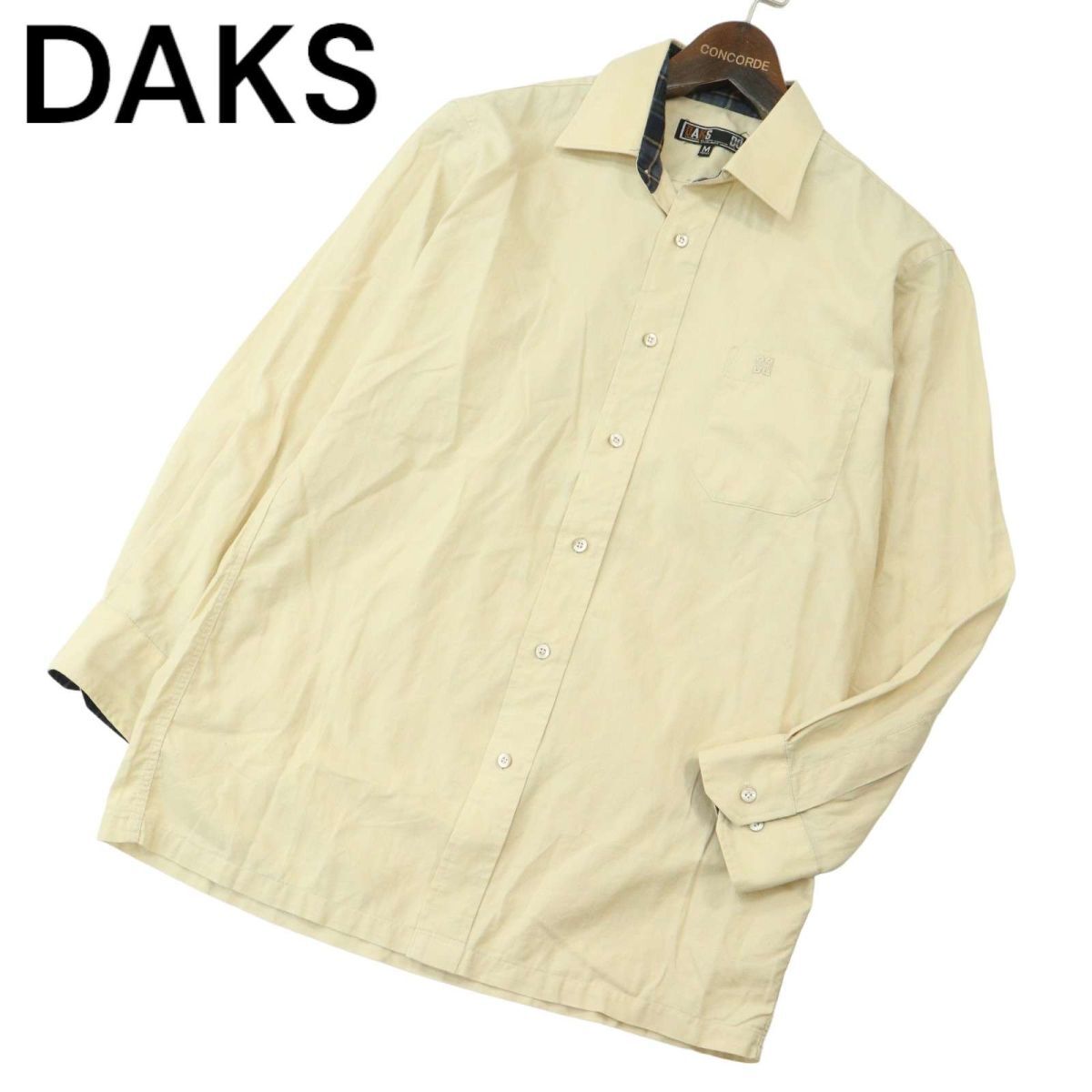 DAKS ダックス 通年 ロゴ刺繍★ チェック使い 長袖 シャツ Sz.M　メンズ　A4T01825_2#C