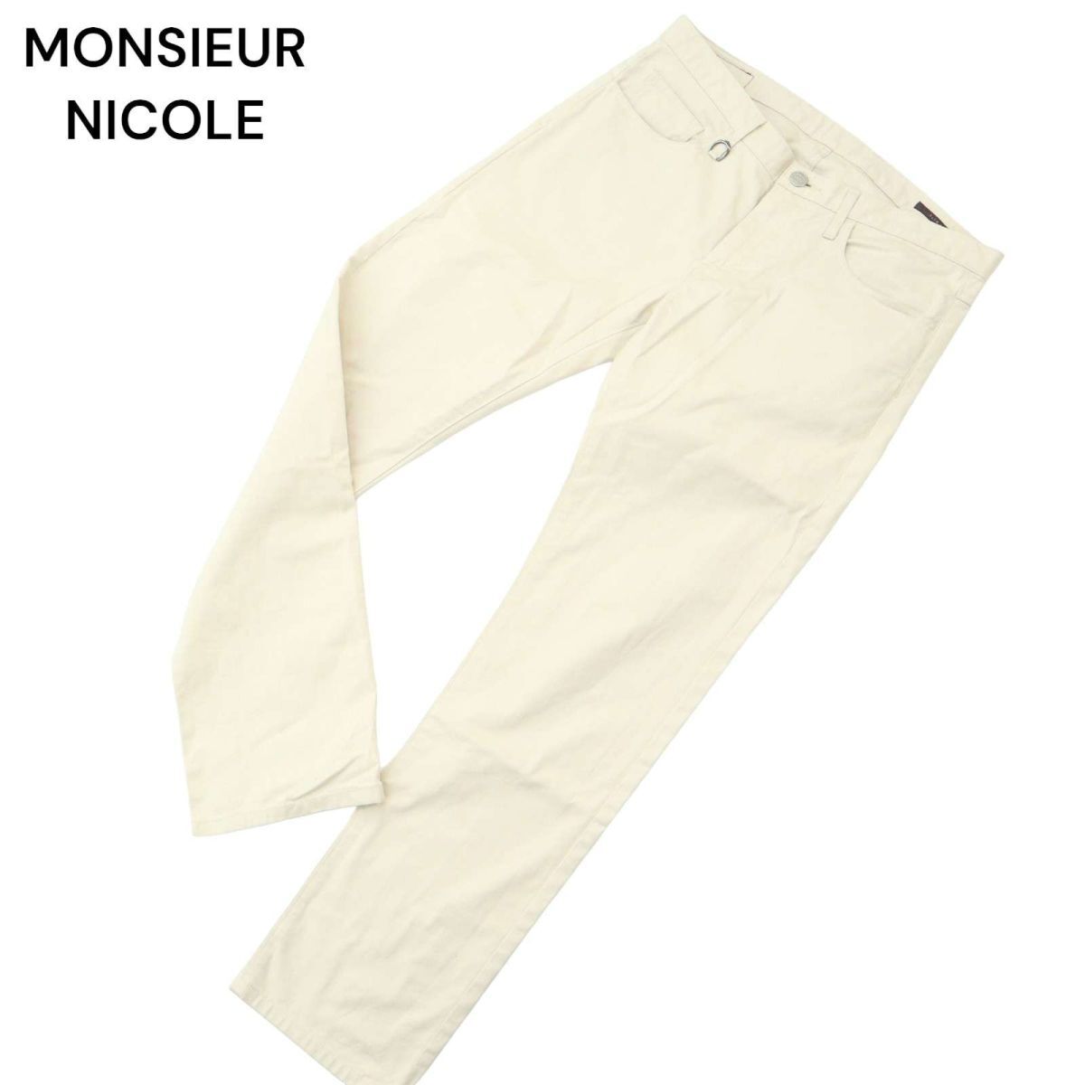 MONSIEUR NICOLE ムッシュ ニコル SLIM FIT ヘリンボーン★ ストレッチ スリム パンツ Sz.50　メンズ　A4B01169_3#R_画像1